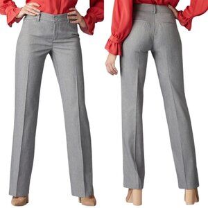Ann Taylor Signature Pants Trouser Fit Gray Flat Front Straight Leg SZ 12 NEW